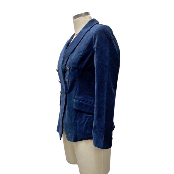 White House Black Market Womens Size 4P River Teal Velvet Trophy Blazer - Picture 4 of 8